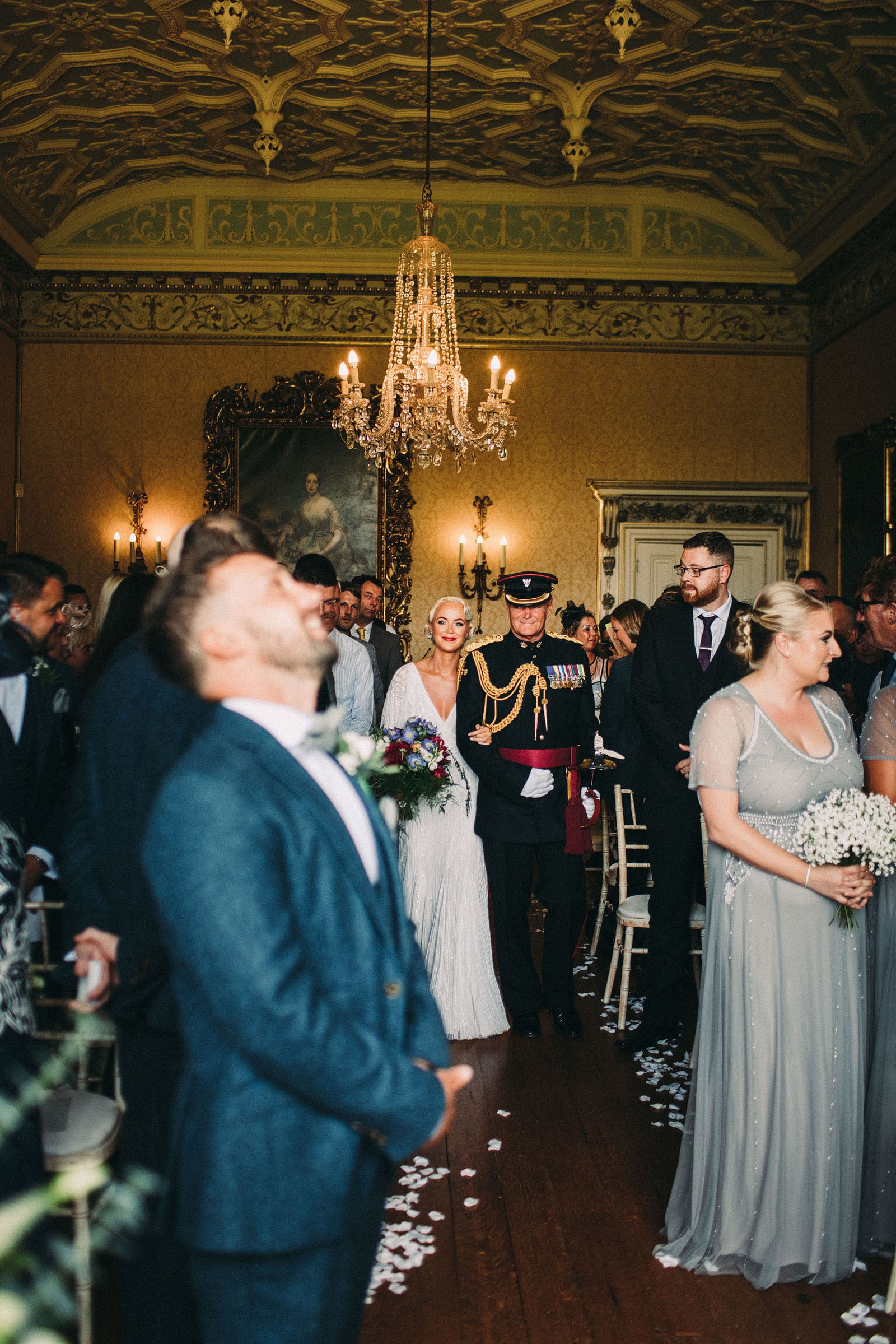 Bride wedding entrance at Arley Hall