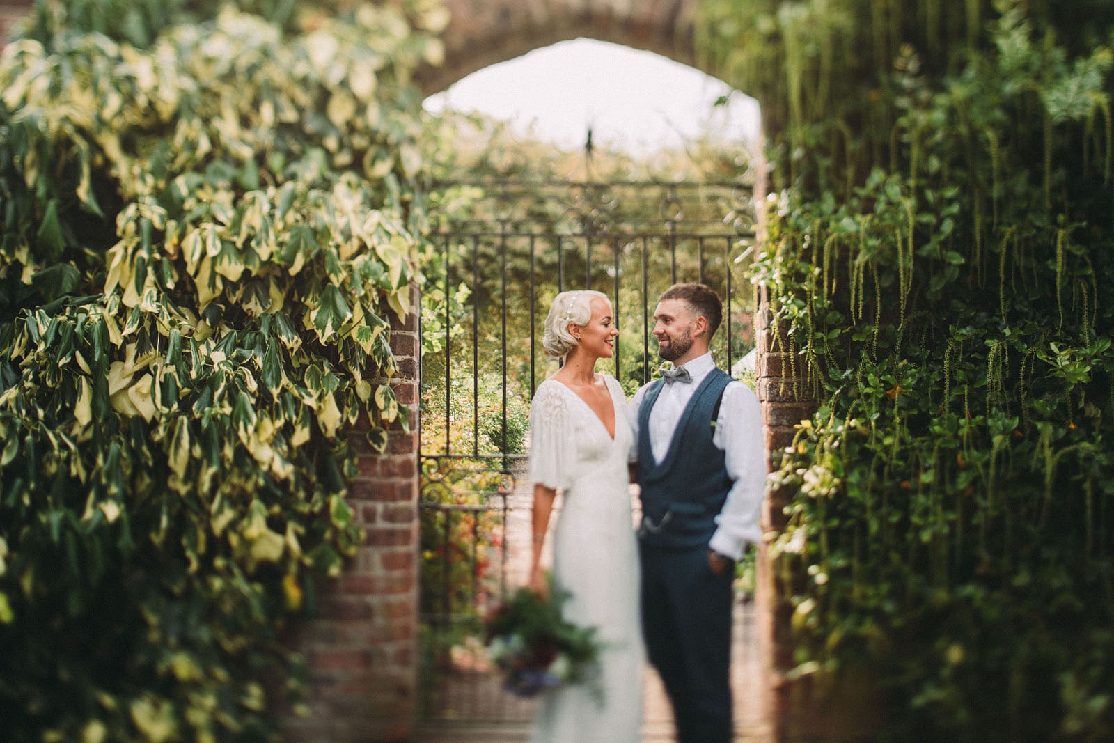 Bride and Groom in the grounds of Arley Hall
